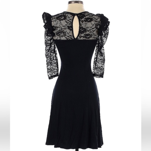 ASOS Wednesday Adams Style Goth lace frill sleeve Dress XS - Picture 3 of 5